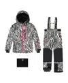 Deux Par Deux Girls' Two-piece Zebra Teknik Snowsuit - Big Kid In Black
