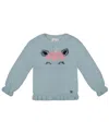 Deux Par Deux Girls' Unicorn Hairy Knit Sweater - Little Kid In Aqua Sea