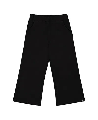 Deux Par Deux Girls' Waffle Flare Leg Pants - Little Kid In Black