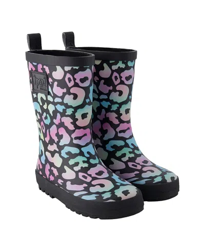 Deux Par Deux Babies'  Girls' Waterproof Animal Rain Boots In Natural Rubber - Little Kid, Big Kid In Animal Print