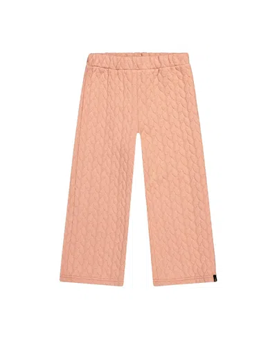 Deux Par Deux Girls' Wide Leg Jacquard Quilted Diamond Elastic Waist Pants - Little Kid In Pink