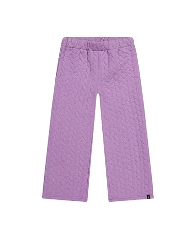 Deux Par Deux Girls' Wide Leg Jacquard Quilted Diamond Elastic Waist Pants - Little Kid In Purple