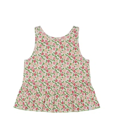 Deux Par Deux Girls' With Flounce Small Flowers Printed Tank Top - Big Kid
