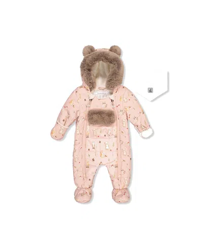 Deux Par Deux Girls' Woodland Creatures One Piece Romper & Neckwarmer Snowsuit - Baby In Multi