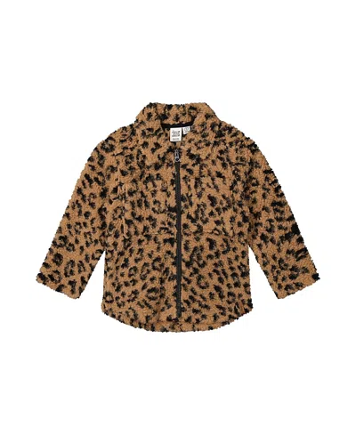 Deux Par Deux Girls' Zipped Fleece Chest Pocket Relaxed Overshirt - Little Kid In Multi