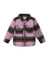 Deux Par Deux Girls' Zipped Plaid Overshirt - Big Kid In Pink