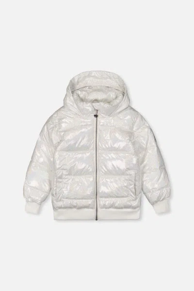Deux Par Deux Kids'  Glitter Faux-fur Hood Insulated Puffy Jacket In White
