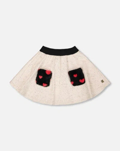 Deux Par Deux Kids'  Glittering French Terry Skirt In Neutral