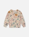 Deux Par Deux Glittering French Terry Sweatshirt Cat In Multi
