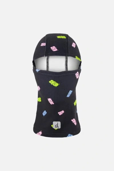 Deux Par Deux Kids'  Gummy Bears Brushed Jersey Reflective Stretch Balaclava In Black