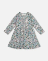 Deux Par Deux Half Button Organic Cotton Dress Llama In Multi