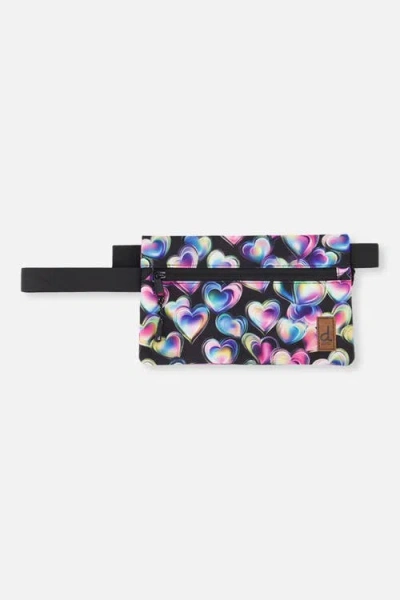 Deux Par Deux Kids'  Hearts Practical Charming Double-compartment Pencil Case In Black Printed With Hearts