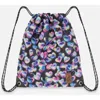 Deux Par Deux Hearts Practical Charming Lightweight Drawstring Bag In Multi