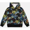 Deux Par Deux Kids'  Hooded Fleece Sweatshirt In Black