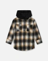 Deux Par Deux Hooded Polar Fleece Overshirt With Hood In Black