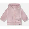 Deux Par Deux Hooded Zip Plush Jacket In Pink