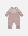 Deux Par Deux Jacquard Knitted Romper Keepsake In Pink
