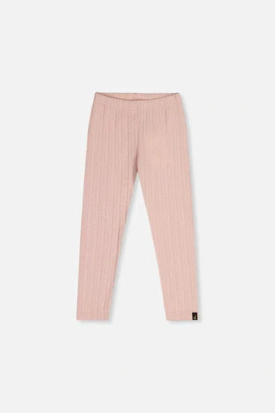 Deux Par Deux Kids'  Jacquard Ribbed Elastic Waist Leggings In Pink