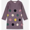 Deux Par Deux Jacquard Sweater Dress With Polka Dot In Purple