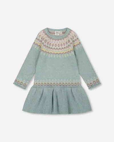 DEUX PAR DEUX DEUX PAR DEUX JACQUARD SWEATER DRESS WITH RIBBED SKIRT