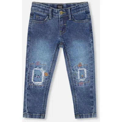 Deux Par Deux Kids'  Jeans With Embroideries In Blue