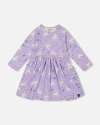 Deux Par Deux Kids'  Jersey Dress With Pockets Unicorn In Purple
