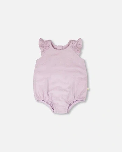 Deux Par Deux Babies'  Jersey Flutter Sleeves Romper In Animal Print