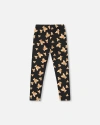 Deux Par Deux Jersey Leggings Teddy Bear In Black