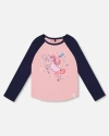 Deux Par Deux Kids'  Jersey Raglan Sleeve Tee In Pink
