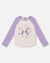 Deux Par Deux Kids'  Jersey Raglan Sleeve Tee In Purple
