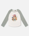 Deux Par Deux Kids'  Jersey Raglan Sleeve Tee In White