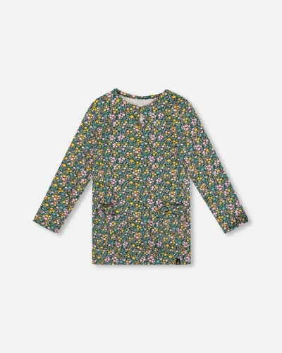 Deux Par Deux Kids'  Jersey Tunic With Floral In Multi