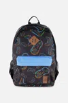 Deux Par Deux Kids Backpack Black Printed Controller In Blue