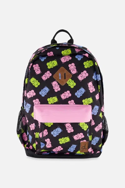 Deux Par Deux Kids Backpack Black Printed Gummy Bears In Multi
