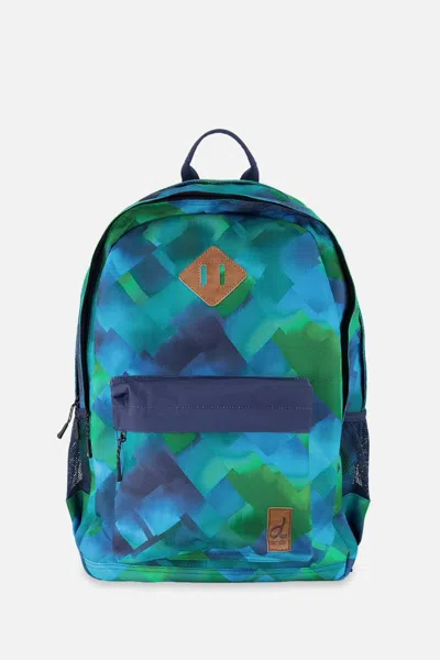 Deux Par Deux Kids Backpack Blue Diamond Print In Green