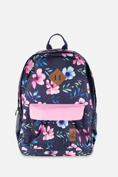 Deux Par Deux Kids Backpack Blue Floral Print In Multi