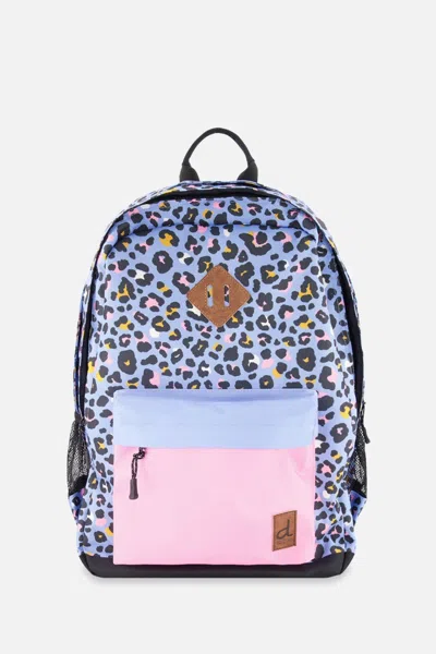Deux Par Deux Kids Backpack Blue Leopard Print In Black