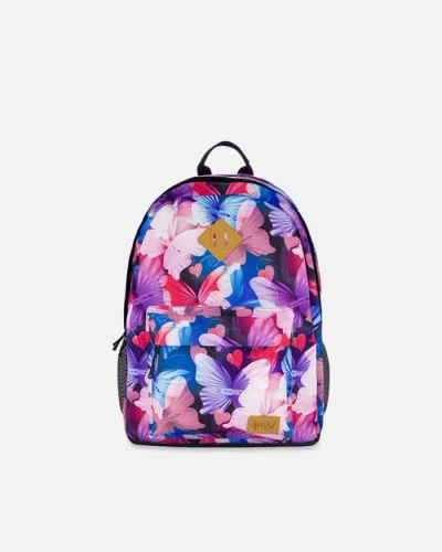 Deux Par Deux Kids Backpack Butterfly In Black