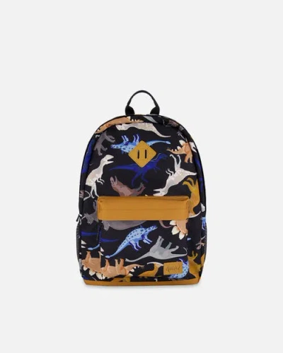 Deux Par Deux Kids Backpack Dinosaur In Black