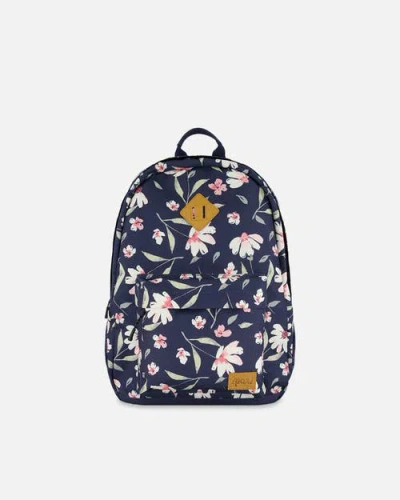 Deux Par Deux Kids Backpack Flower In Blue