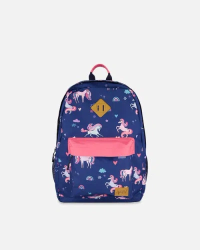 Deux Par Deux Kids Backpack Unicorn In Blue