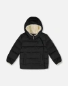 Deux Par Deux Kids Gender Inclusive Compressible Winter Puffy Coat Designed For Car Seat In Black