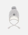 Deux Par Deux Kids Gender Inclusive Lined Winter Hat With Pompom In Gray