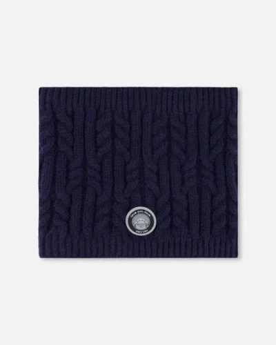 Deux Par Deux Kids Gender Inclusive Lined Winter Neckwarmer In Blue