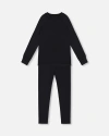 Deux Par Deux Kids Gender Inclusive Merino Wool Base Layer Set In Black