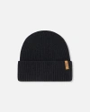 Deux Par Deux Kids Gender Inclusive Mid-season Knit Hat In Black