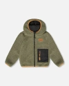 Deux Par Deux Kids Gender Inclusive Reversible Mid-season Jacket In Green