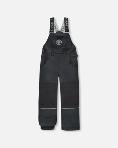Deux Par Deux Kids Gender Inclusive Solid Play Overall Snow Bib In Black