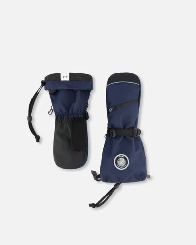 Deux Par Deux Kids Gender Inclusive Winter Mittens Teknik In Blue