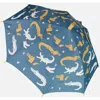 Deux Par Deux Kids Unisex Blue Umbrella With Crocodiles That Change Color Upon Contact With Water In Blue With Crocodile